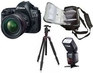 Canon EOS 5D Mark IV 24-70 + Camera Bag + Flash + Tripod Kit